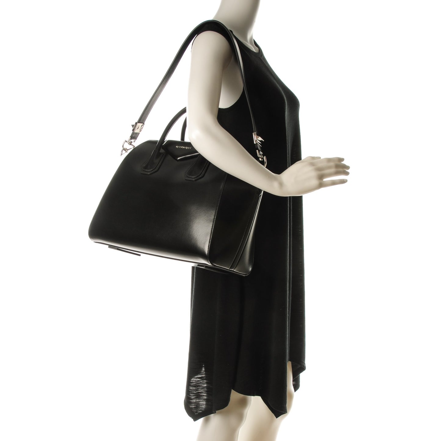 Shiny Lord Calfskin Medium Antigona Black