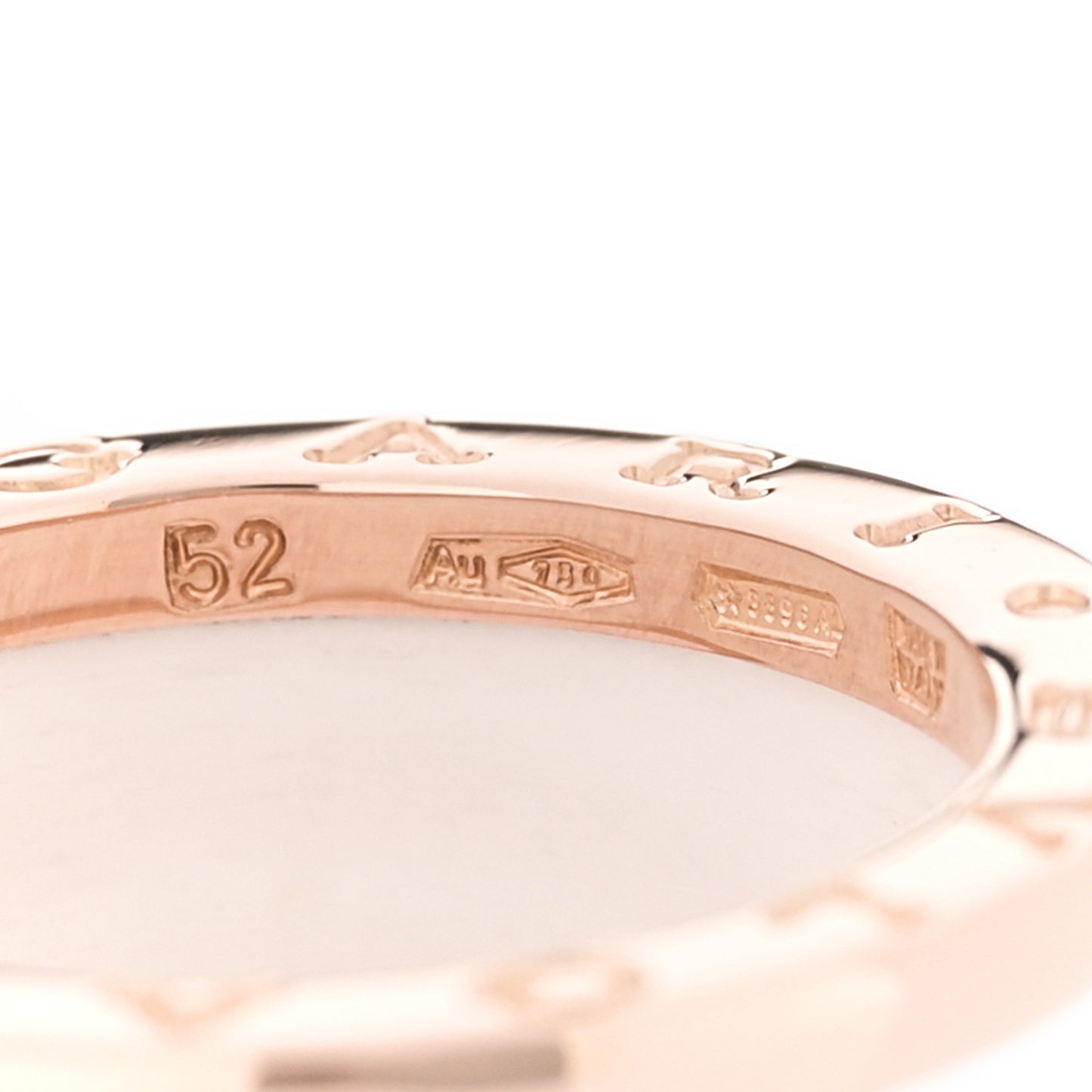 18K Rose Gold White Ceramic B.Zero1 Four-Band Ring 52 6