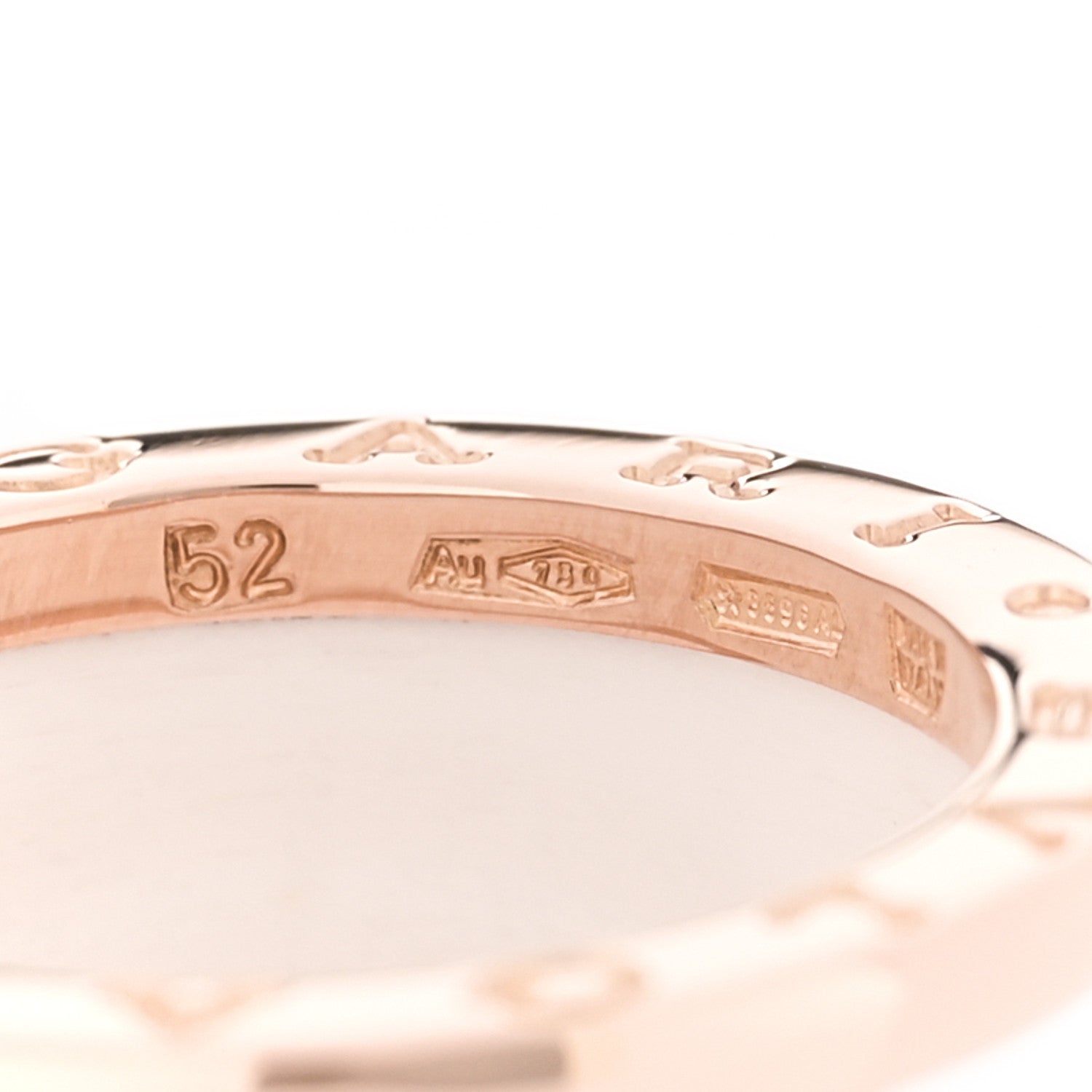 Bulgari 18K Rose Gold White Ceramic B.Zero1 Four-Band Ring 52 6 4 of 5