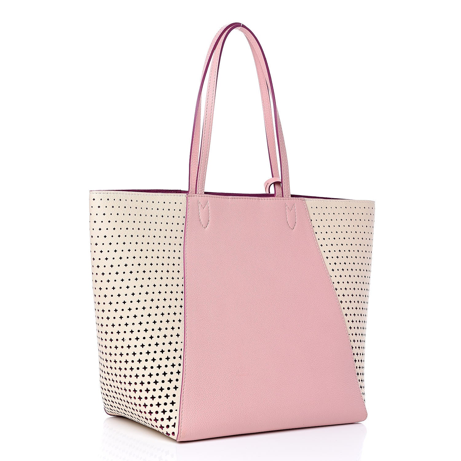 Louis Vuitton Calfskin Perforated Lockme Cabas Rose Poudre Creme 3 of 11