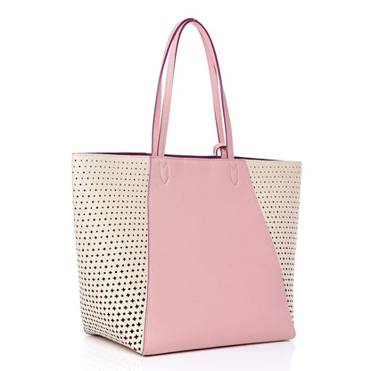 Louis Vuitton Calfskin Perforated Lockme Cabas Rose Poudre Creme 3 of 11