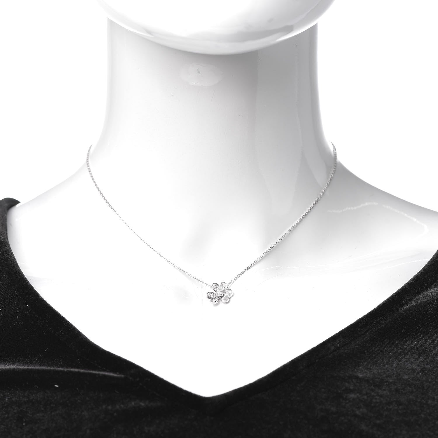 Van Cleef & Arpels 18K White Gold Diamond Mini Frivole Pendant Pave Necklace 2 of 6