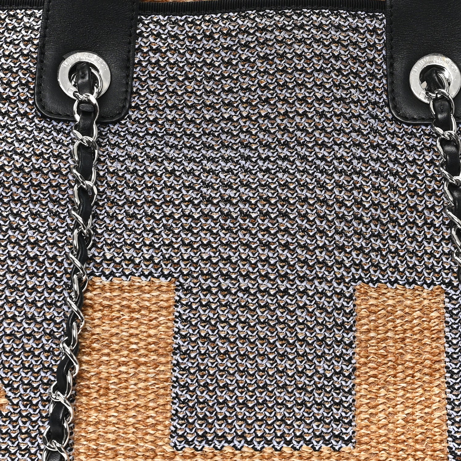 Chanel Mixed Fibers Large Shopping Bag Blue Beige 8 of 12