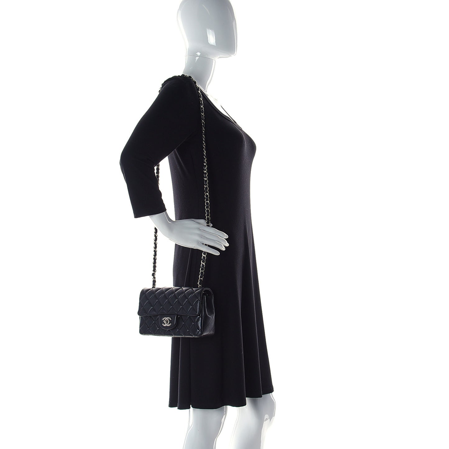 Lambskin Quilted Mini Rectangular Flap Black