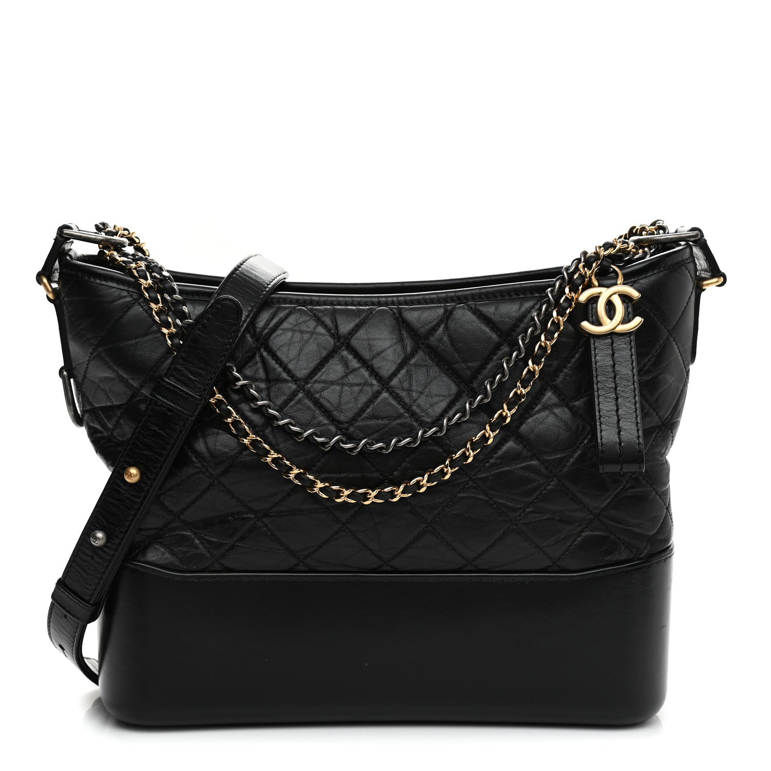 Chanel Aged Calfskin Quilted Medium Gabrielle Hobo Black 1 of 10