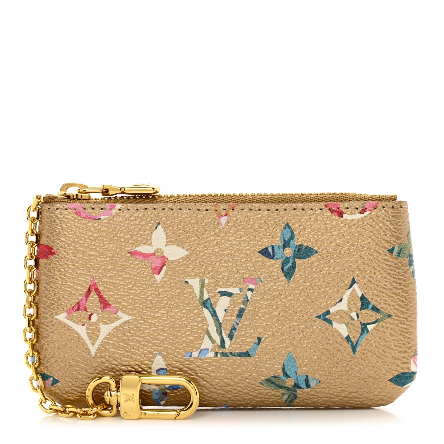 Metallic Monogram LV Garden Key Pouch Gold