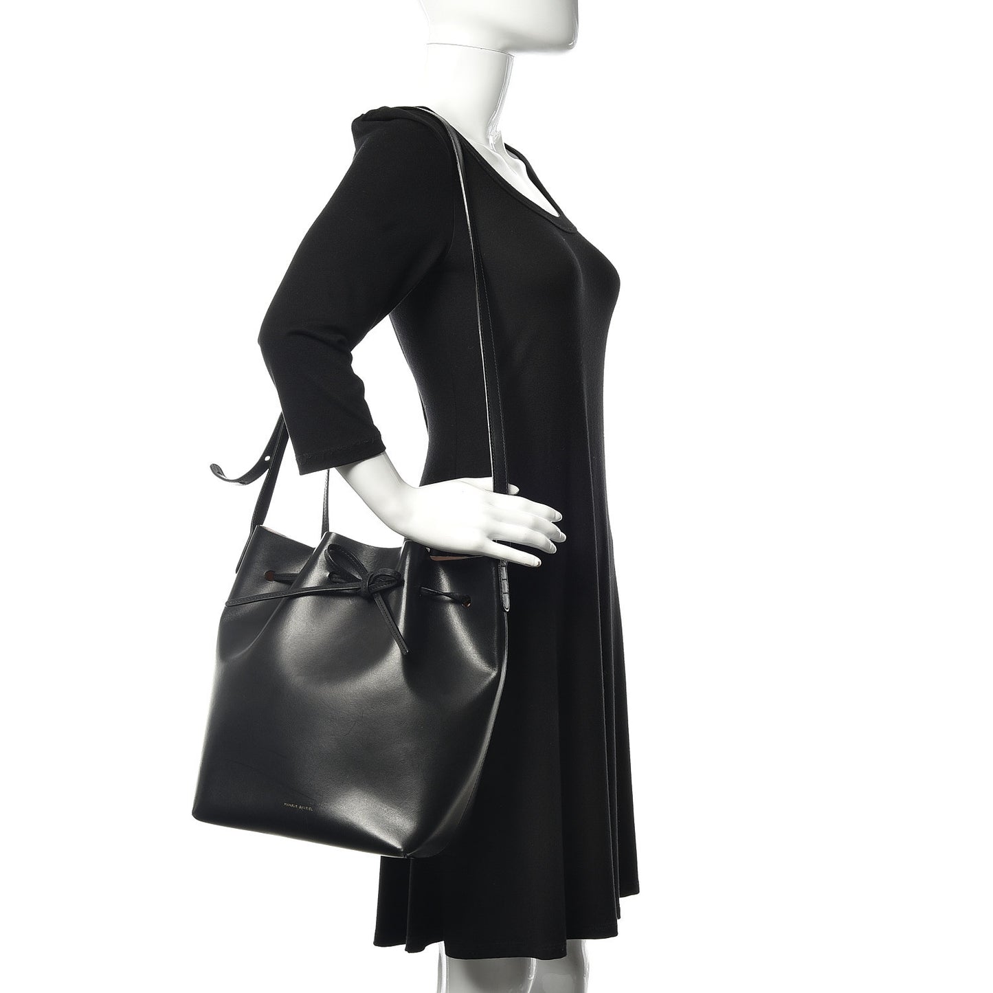 Vegetable Tanned Calfskin Bucket Bag Black Ballerina