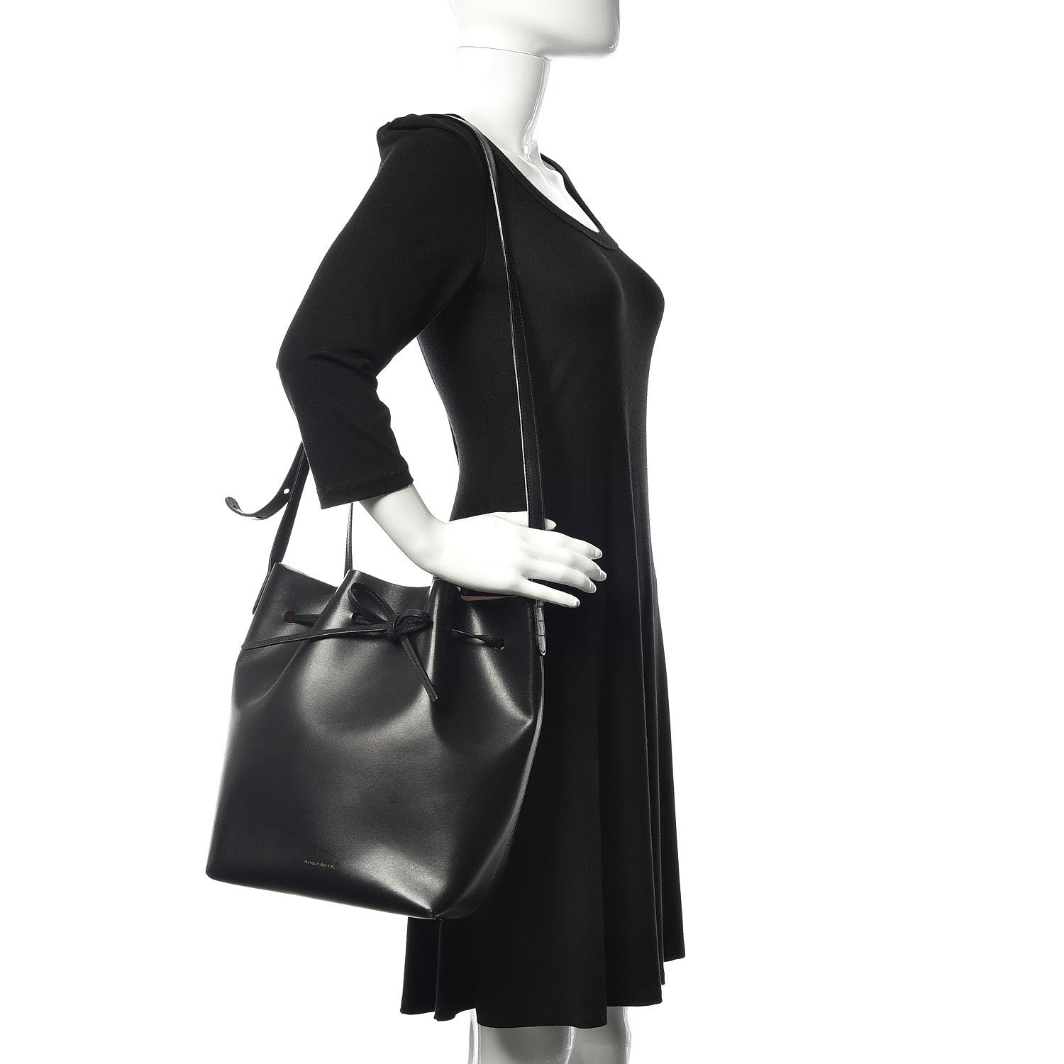 Mansur Gavriel Vegetable Tanned Calfskin Bucket Bag Black Ballerina 2 of 20