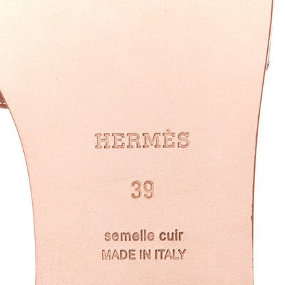 Hermes Box Calfskin Oran Sandals 39 Gold 8 of 11