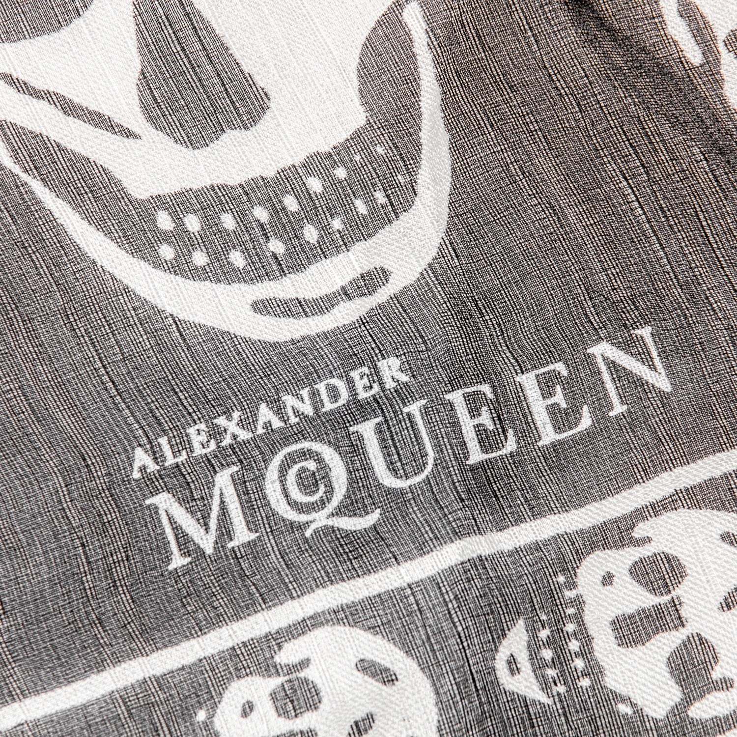 Alexander McQueen Silk Chiffon Skull Scarf Black Ivory 5 of 7