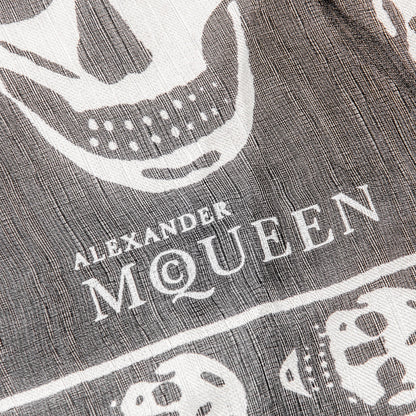 Alexander McQueen Silk Chiffon Skull Scarf Black Ivory 5 of 7