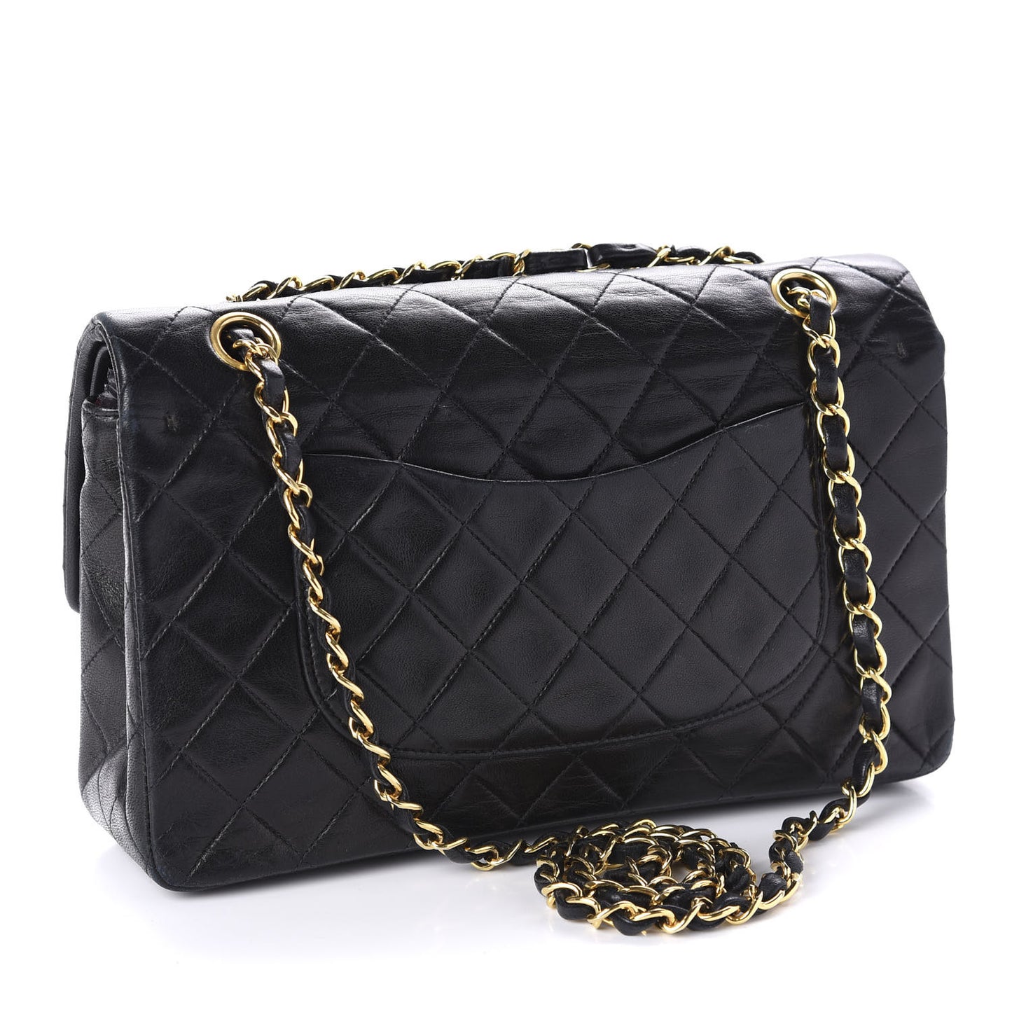 Lambskin Quilted Medium Double Flap Black