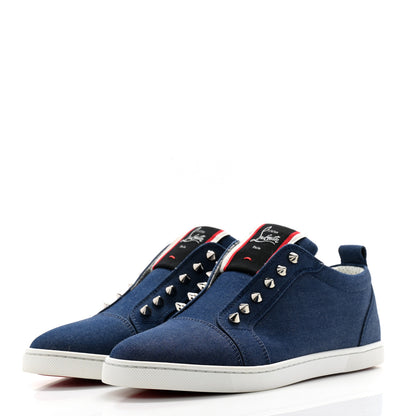 Christian Louboutin Denim Womens Fique A Vontade Sneakers 37.5 Light Blue 3 of 10