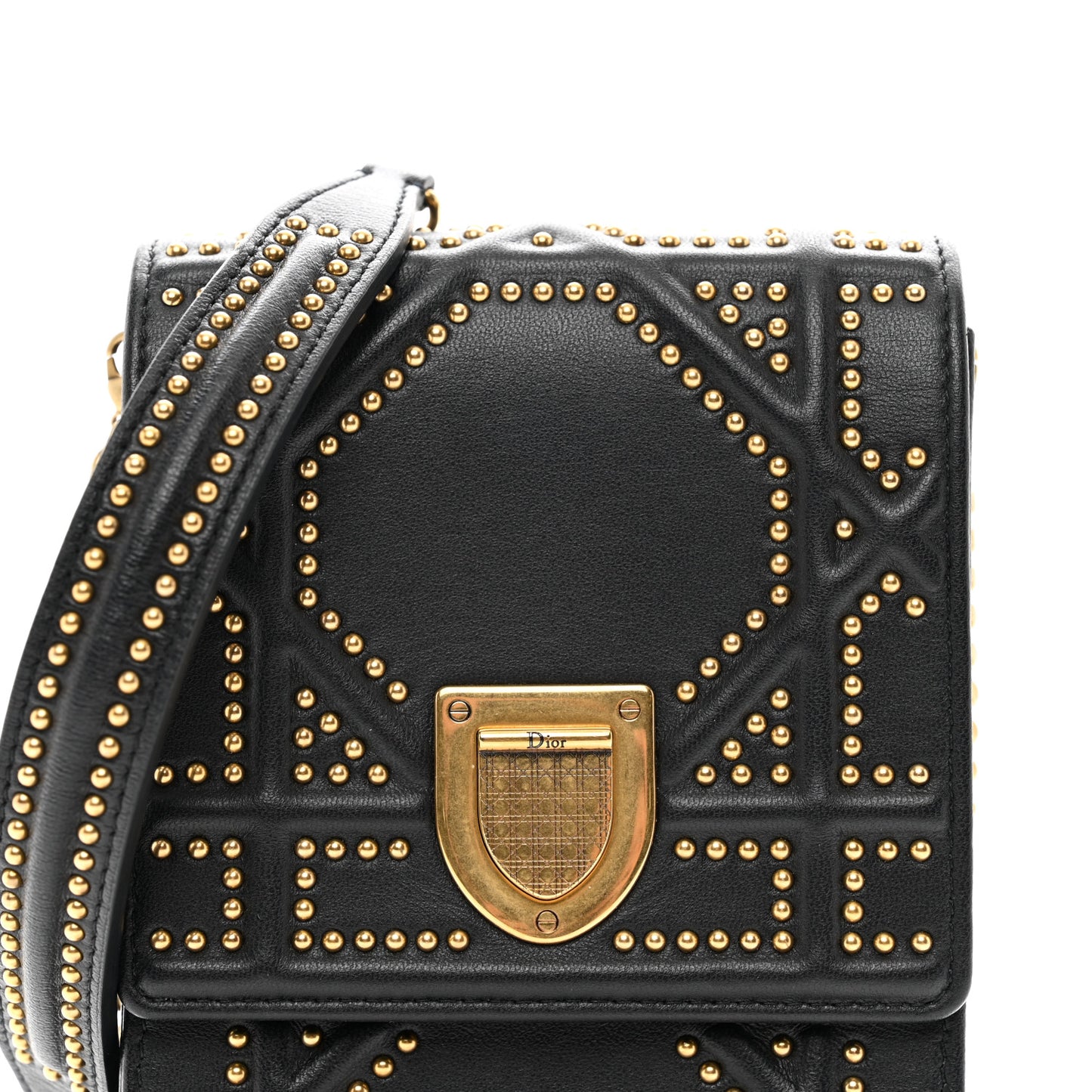 Lambskin Studded Vertical Diorama Black