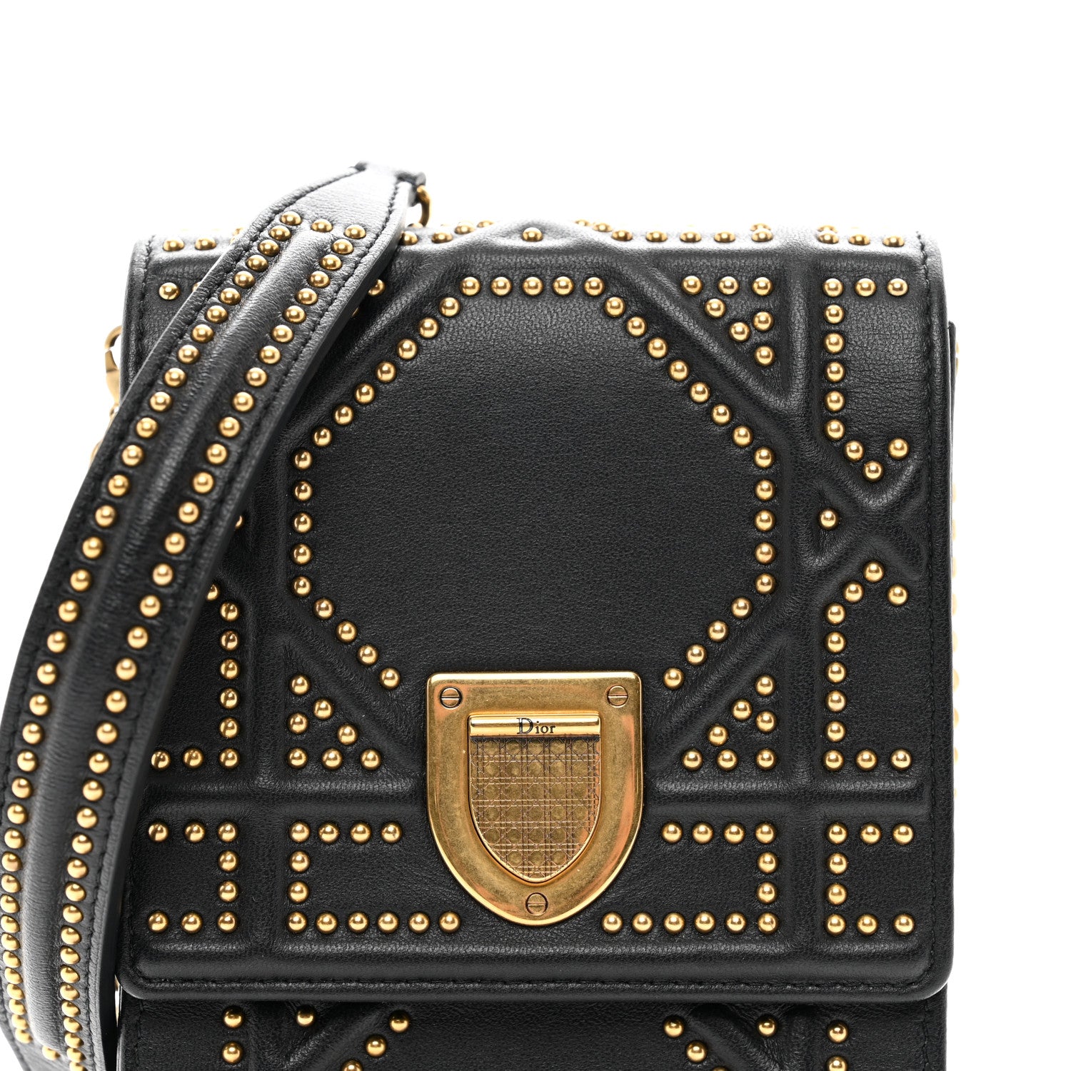 Christian Dior Lambskin Studded Vertical Diorama Black 5 of 10