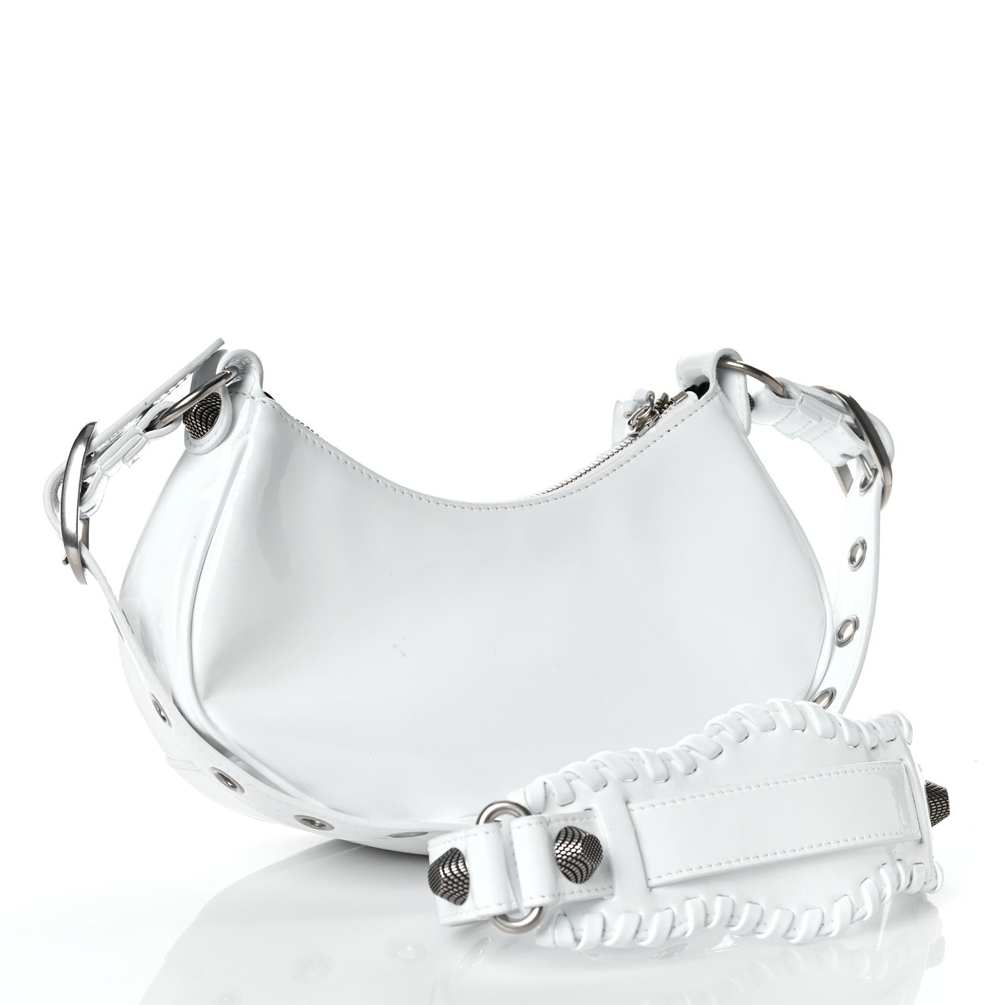 Patent Faux Leather Le Cagole Shoulder Bag XS White