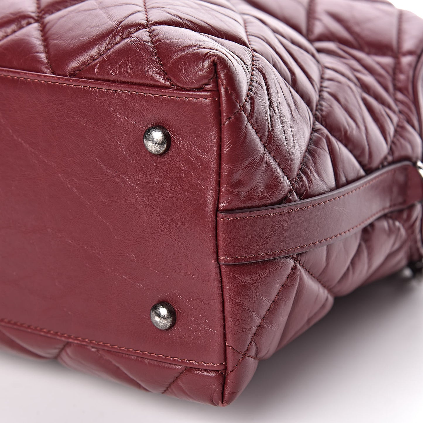 Aged Calfskin Small Bowling Bag Burgundy