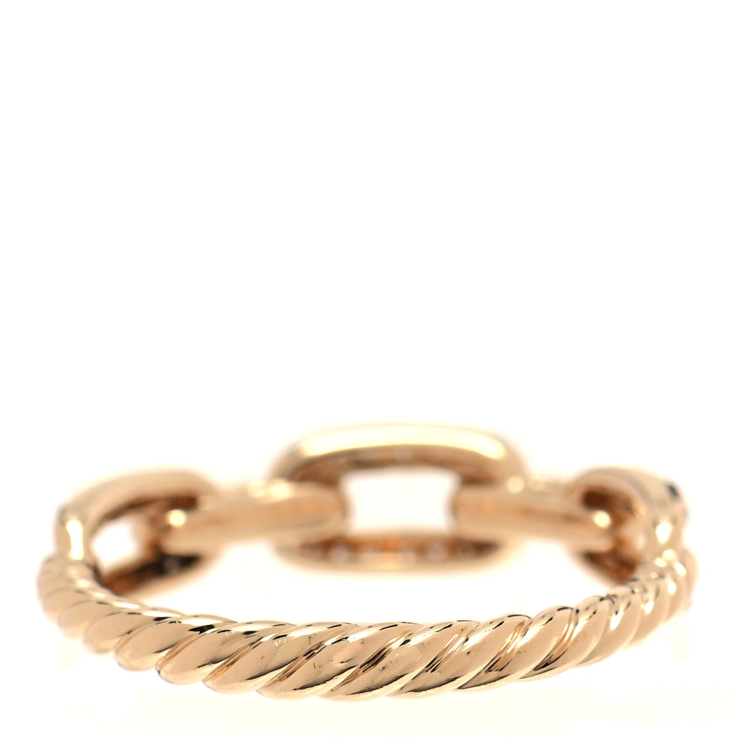18K Yellow Gold Diamond 4.5mm Stax Single Row Chain Link Ring 51 5.75