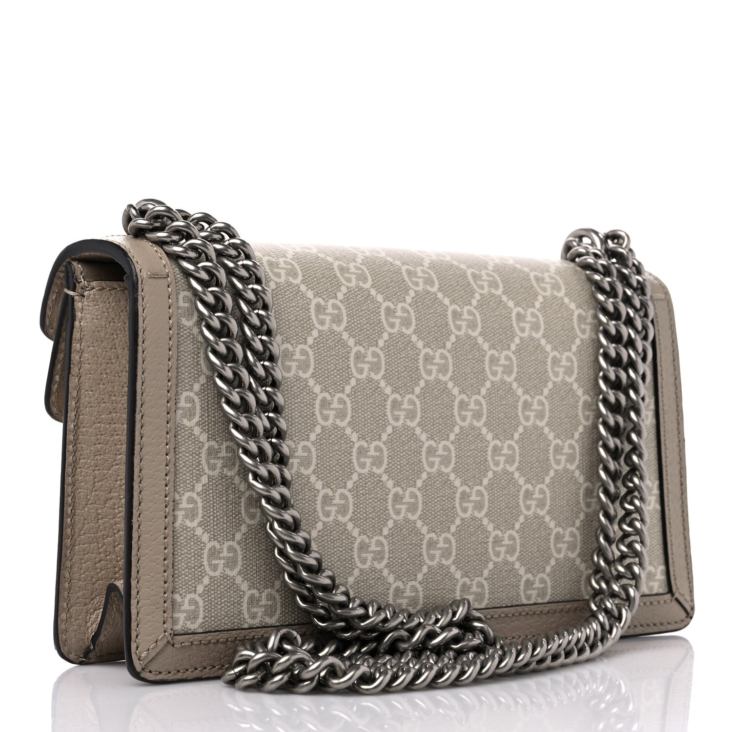 Gucci GG Supreme Monogram Textured Dollar Calfskin Small Rectangular Dionysus Shoulder Bag Beige Mystic White Oatmeal 3 of 11