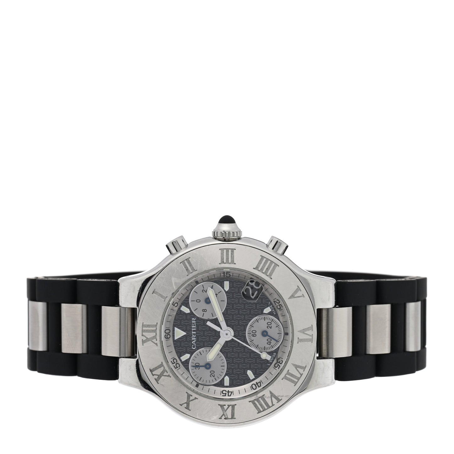 Stainless Steel Rubber 38mm Must 21 Chronoscaph Quartz Watch Black