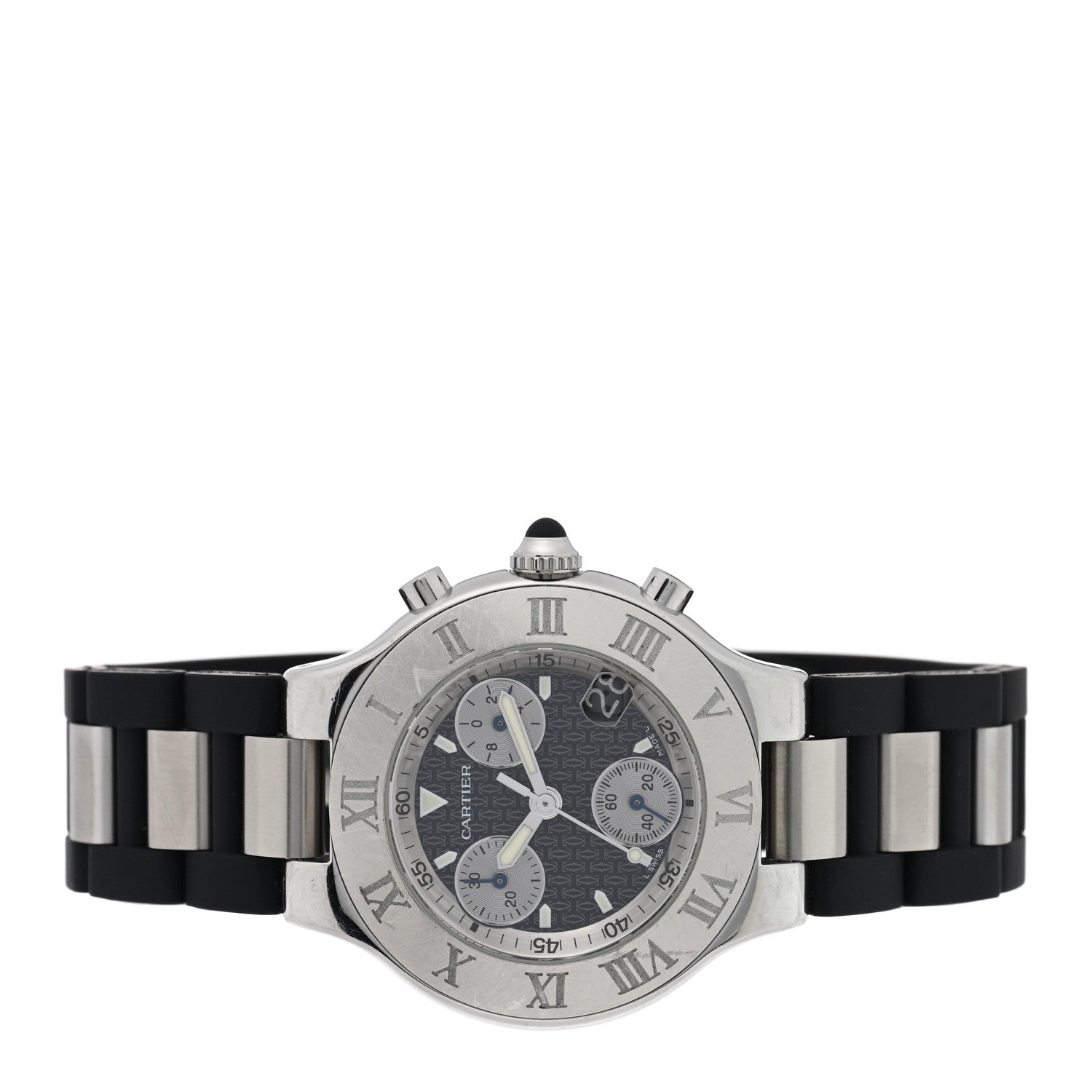 Cartier Stainless Steel Rubber 38mm Must 21 Chronoscaph Quartz Watch Black 2 of 4