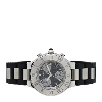 Cartier Stainless Steel Rubber 38mm Must 21 Chronoscaph Quartz Watch Black 2 of 4