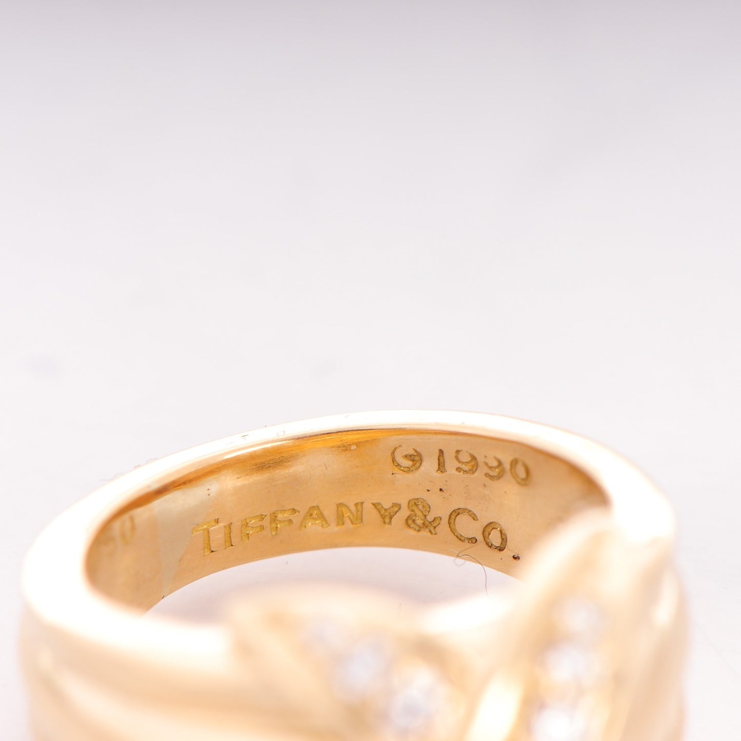 18K Yellow Gold Diamond Schlumberger Ring 51.5 6