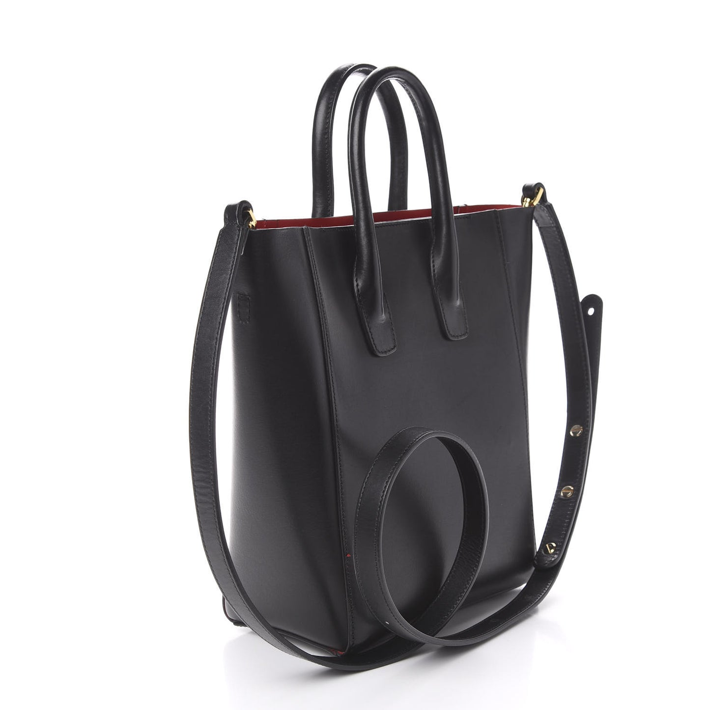 Calfskin Logo Mini North South Tote Black Flamma