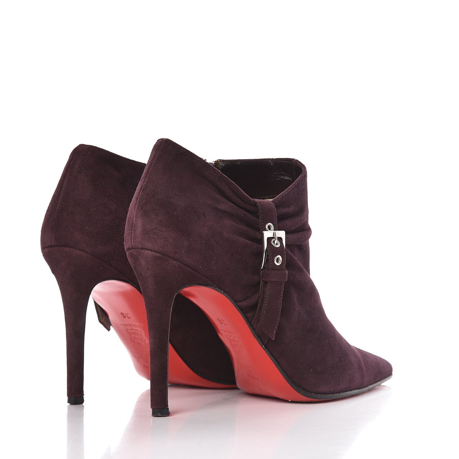 Christian Louboutin Veau Velours 85 Ankle Boots 36 Prune 4 of 16