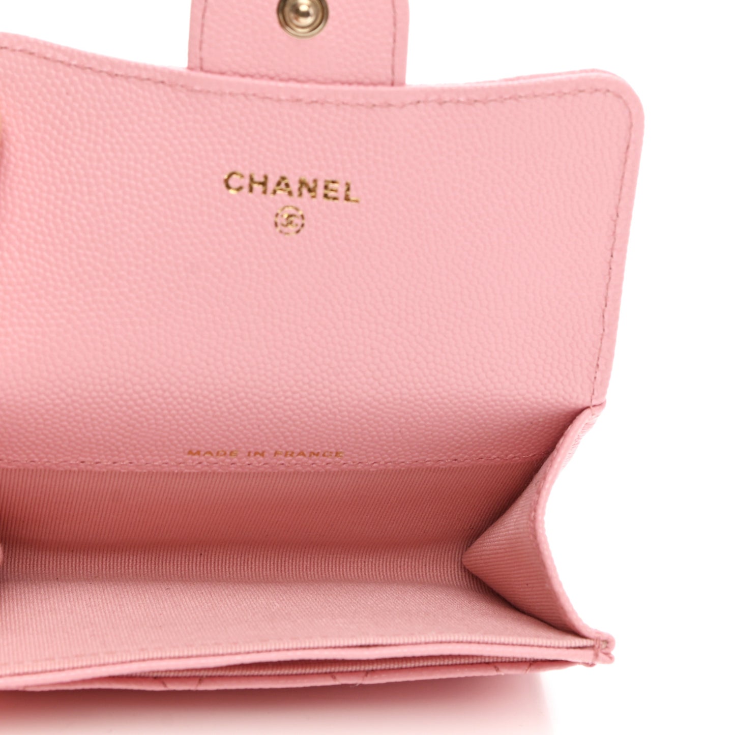 Caviar Quilted Flap Card Holder Wallet Pink