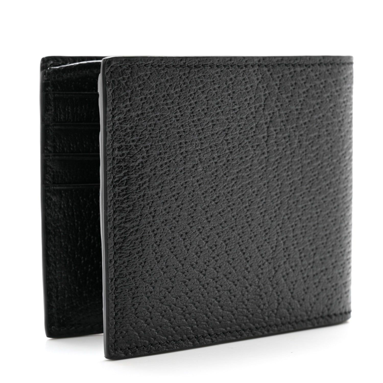 Gucci Calfskin Boar Effect Monochrome GG Marmont Bi-Fold Wallet Black 3 of 9