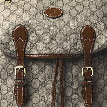 Gucci GG Supreme Monogram Azalea Calfskin Medium Retro Interlocking G Buckle Backpack Beige Ebony Brown Sugar 8 of 10
