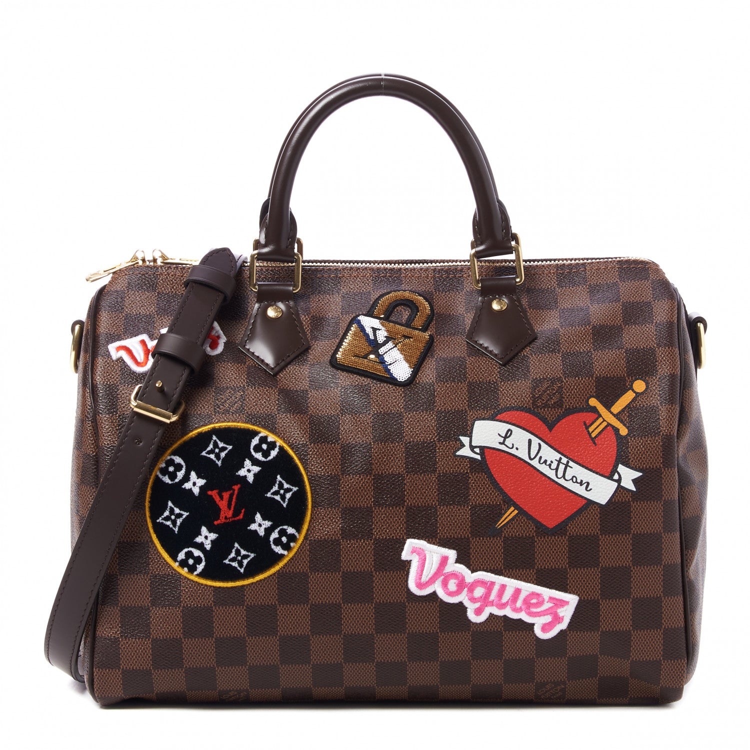 Louis Vuitton Damier Ebene Patches Speedy Bandouliere 30 1 of 8