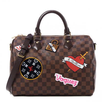 Louis Vuitton Damier Ebene Patches Speedy Bandouliere 30 1 of 8