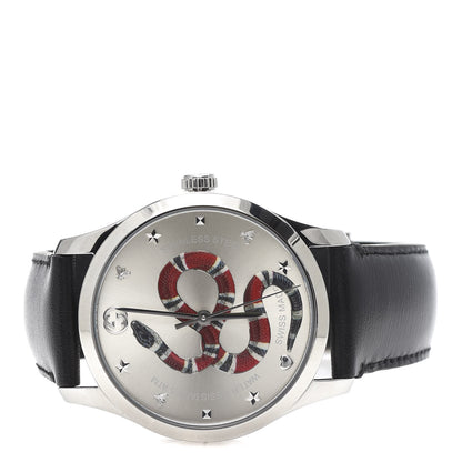 Gucci Stainless Steel Calfskin 38mm G-Timeless Snake Quartz Watch 4 of 9