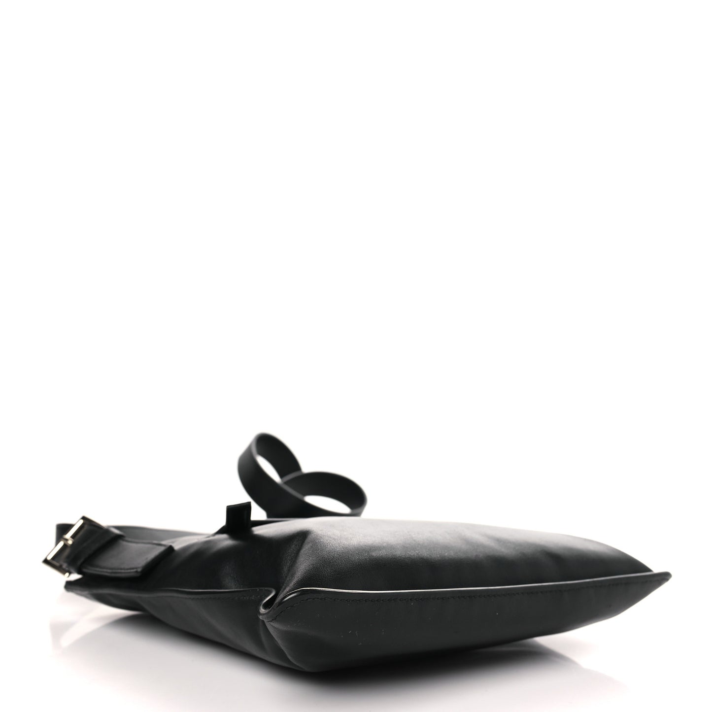 Soft Calf Flat Messenger Bag Black