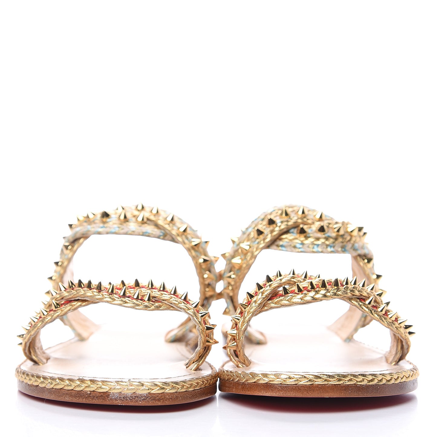 Calfskin Braided Normandie Flat Slide Sandals 38 Gold