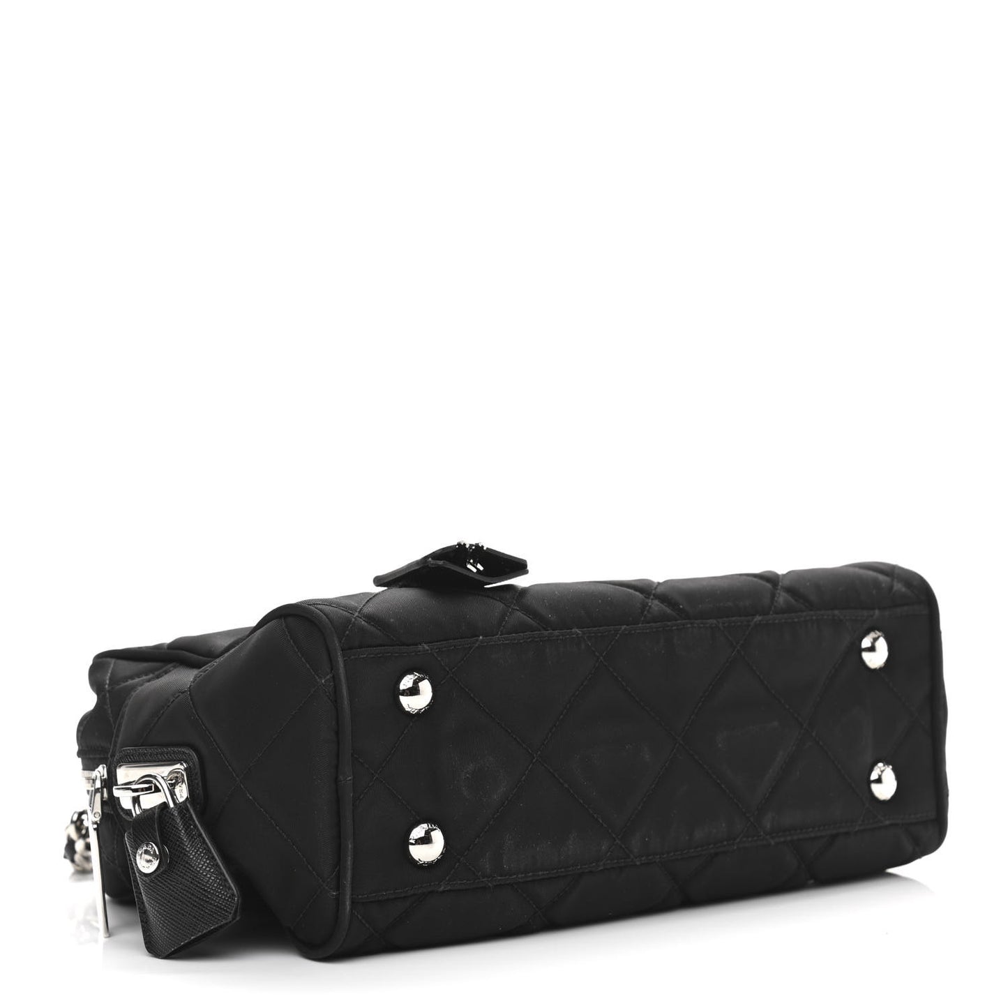 Nylon Tessuto Impuntu Quilted Shoulder Bag Black
