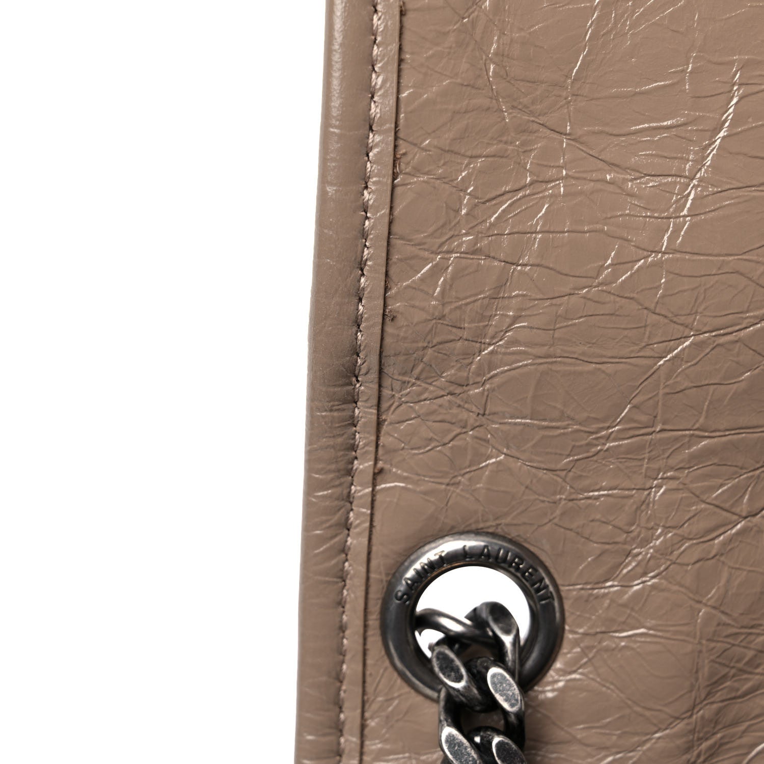 Saint Laurent Crinkled Calfskin Matelasse Monogram Medium Niki Chain Satchel Light Taupe 13 of 13