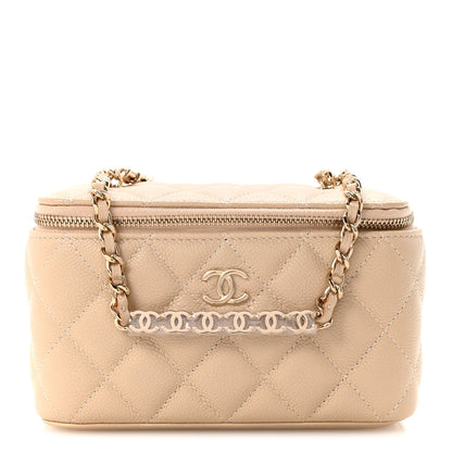Chanel Caviar Quilted Small Tiny CC Vanity Case With Chain Beige 1 of 10
