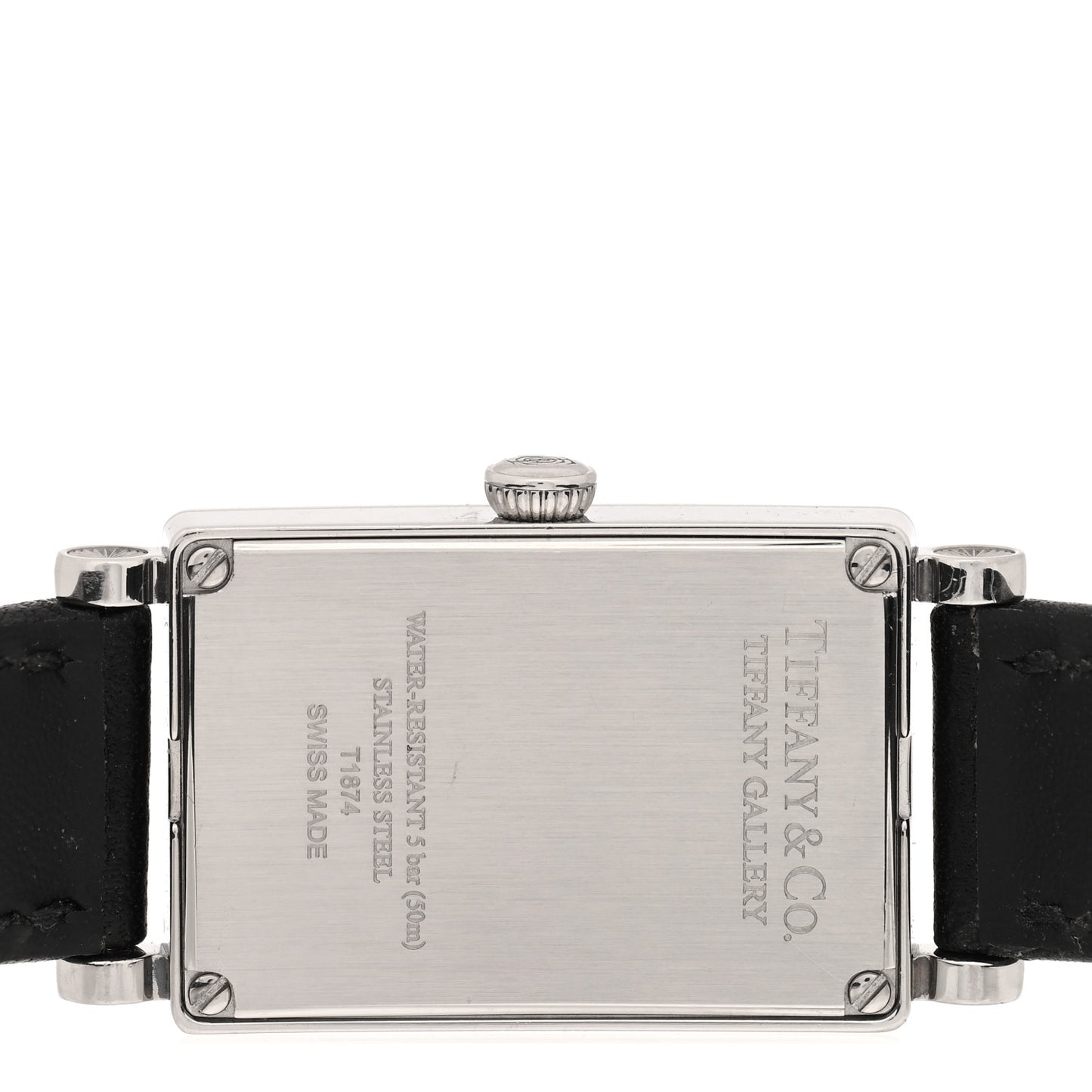 Stainless Steel Calfskin Diamond 19mm Gallery Quartz Watch Black