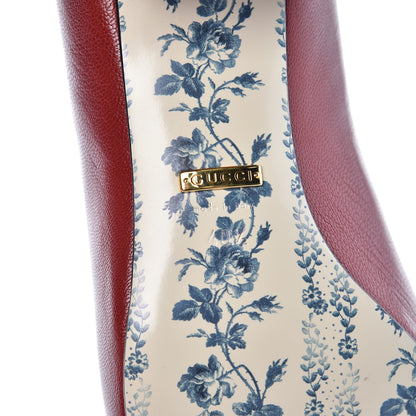 Gucci Goatskin Feline Ginger Loafer Pumps 40.5 Hibiscus Red Blue 6 of 9