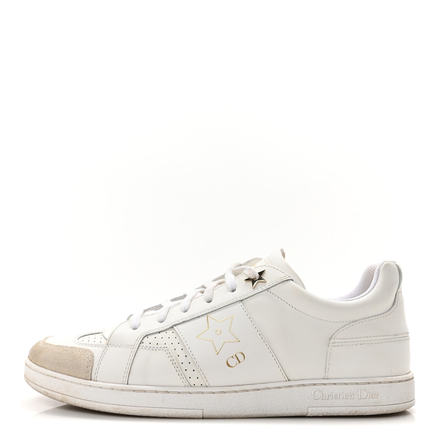 Calfskin Suede Dior Star Low Top Sneakers 39 White Gold