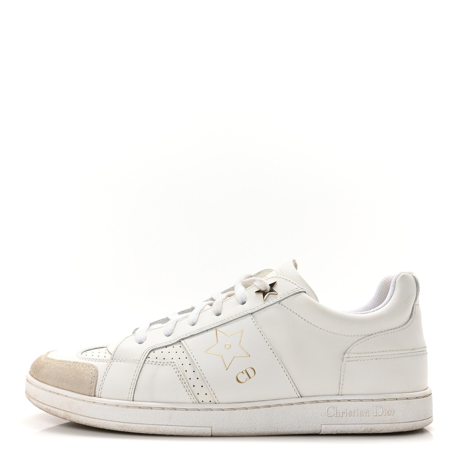 Christian Dior Calfskin Suede Dior Star Low Top Sneakers 39 White Gold 1 of 10