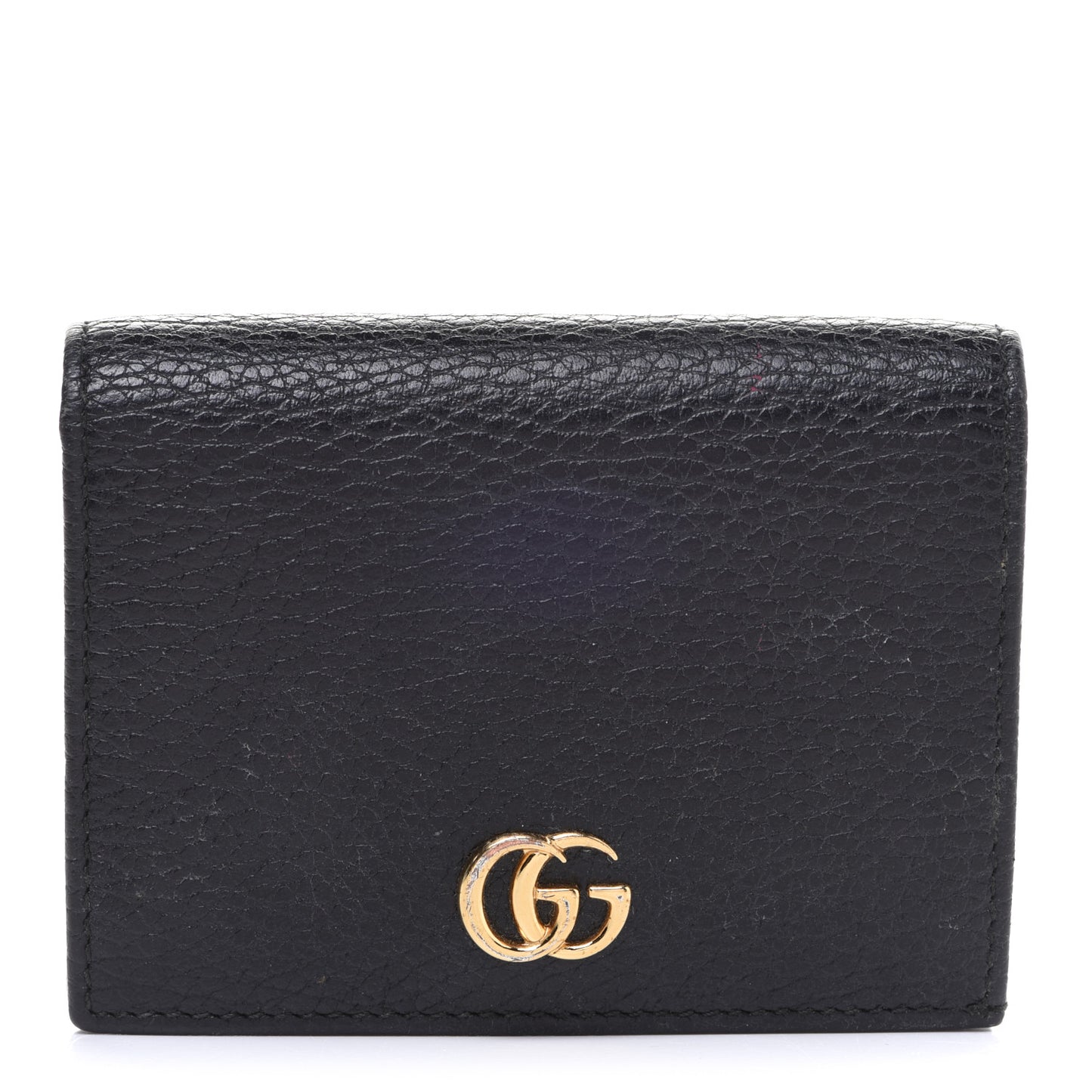 Pebbled Calfskin GG Marmont Card Case Black