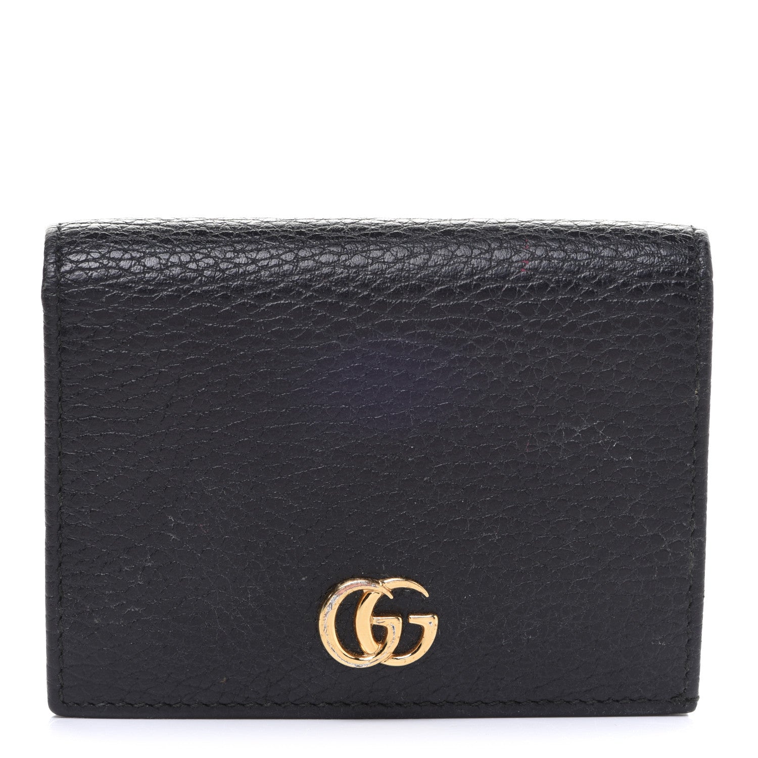 Gucci Pebbled Calfskin GG Marmont Card Case Black 1 of 8