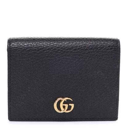 Gucci Pebbled Calfskin GG Marmont Card Case Black 1 of 8