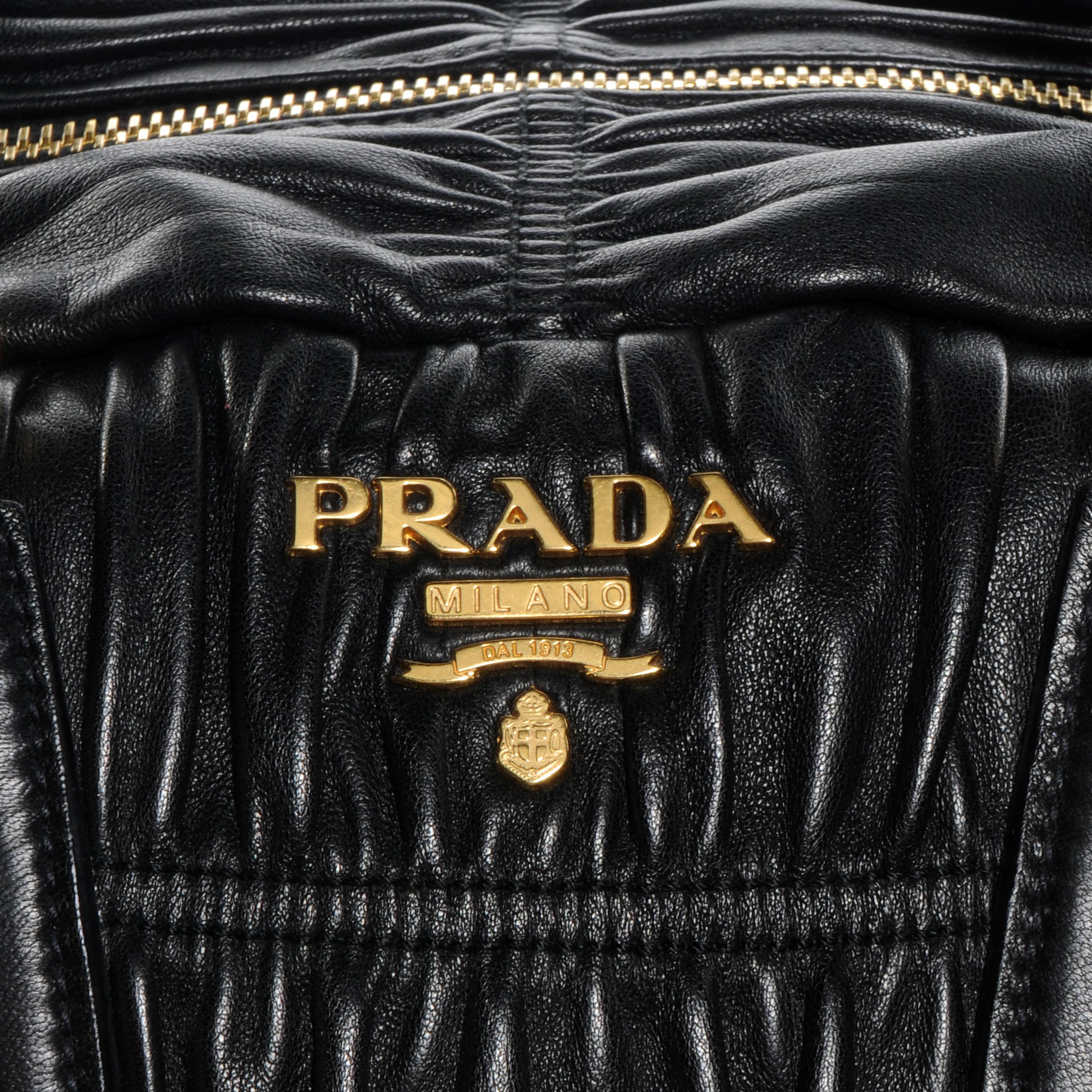 Prada Nappa Leather Gaufre Bauletto Nero Black 10 of 10