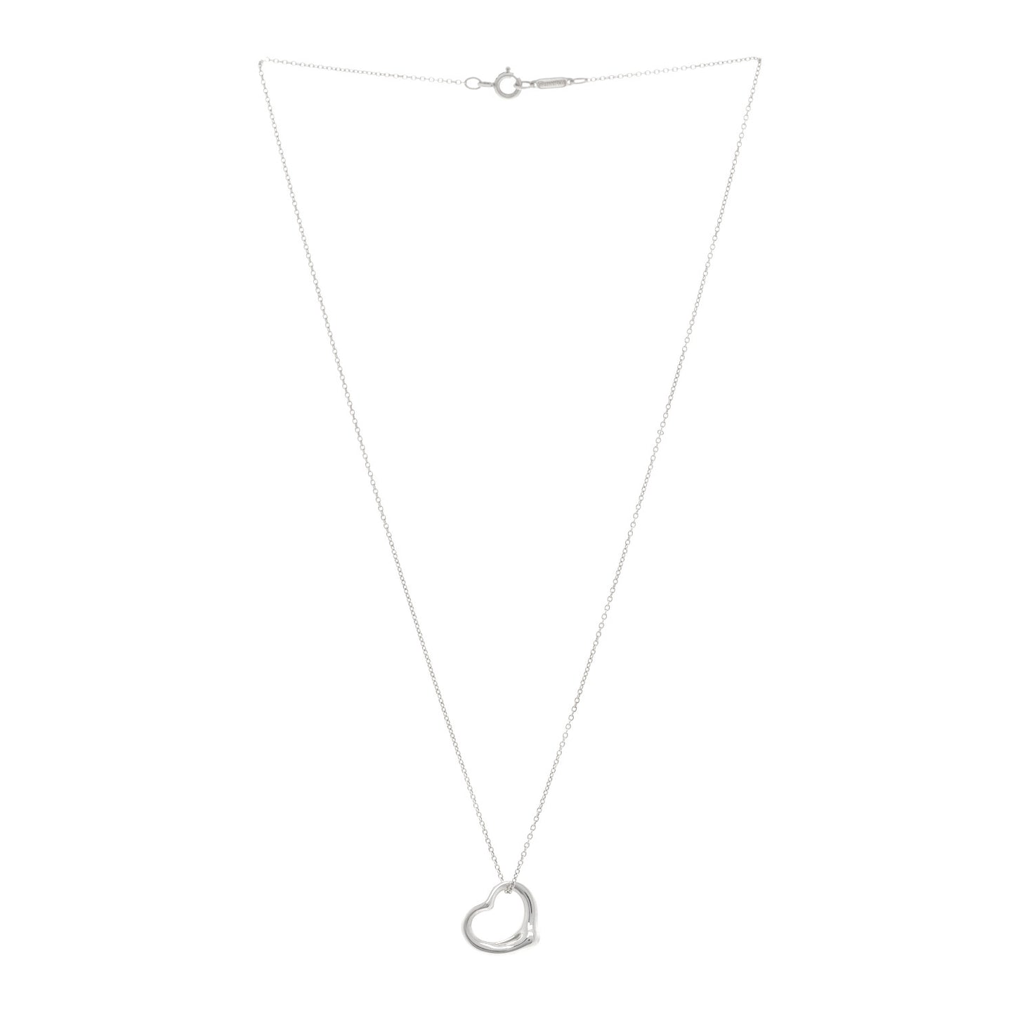 Sterling Silver 16mm Elsa Peretti Open Heart Pendant Necklace