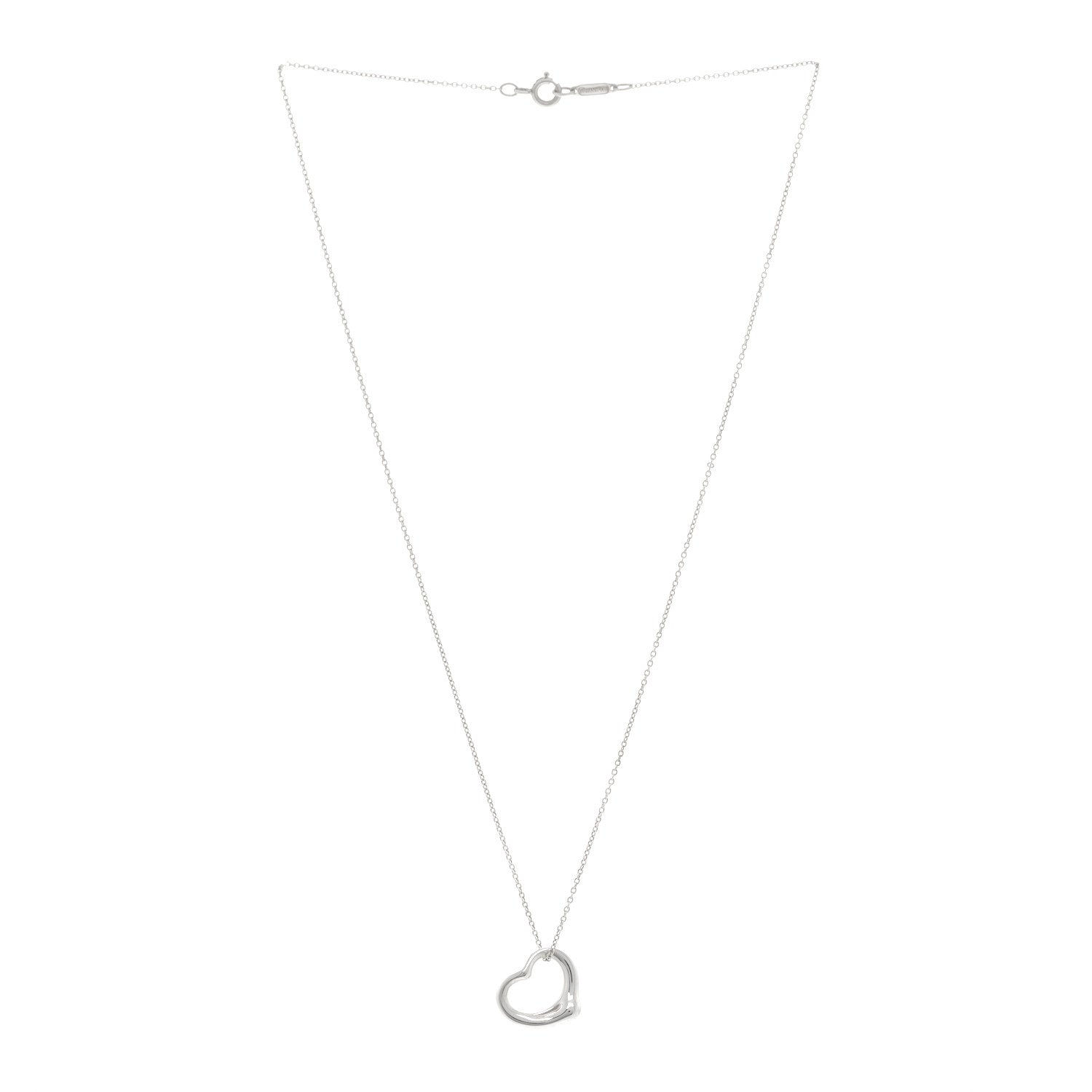 Tiffany Sterling Silver 16mm Elsa Peretti Open Heart Pendant Necklace 3 of 5